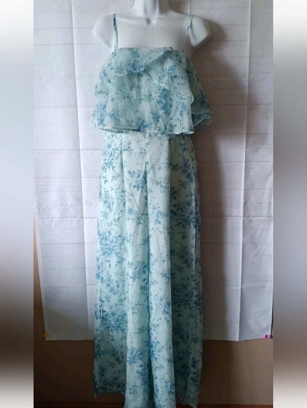 American Eagle Blue Floral Organza Jumpsuit